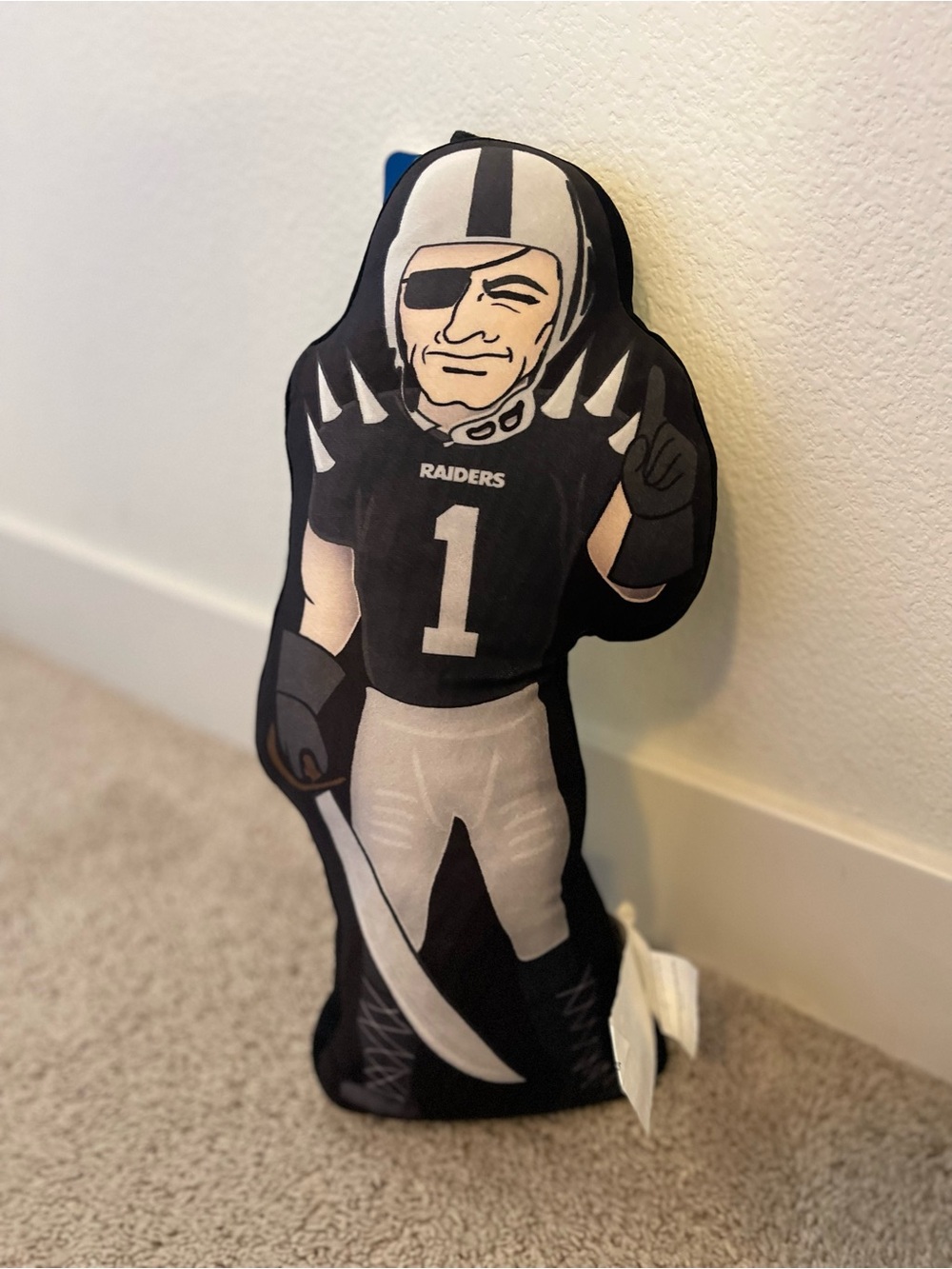 NFL Las Vegas Raiders Black and White Team Mascot Plush Pillow